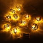 اضواء زينة رمضان من هالسيردو ، مصابيح تزيين بطول 2 متر لرمضان 10 ليد بمناسبة اقمار ونجوم للتزيين الذاتي في المساحات الداخلية الخارجية لاجواء أبيض دافئ