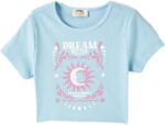 KOTON Girls Crop Printed Ribbed Tshirt