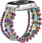 ⁦MOFREE Beaded Bracelet Compatible for Apple Watch Band 40mm/38mm/41mm Series 8/7/SE/6/5/4/3/2/1 Women Fashion Handmade Elastic Stretch Strap for iWatch Bands Replacement Colorful⁩ - الصورة ⁦8⁩