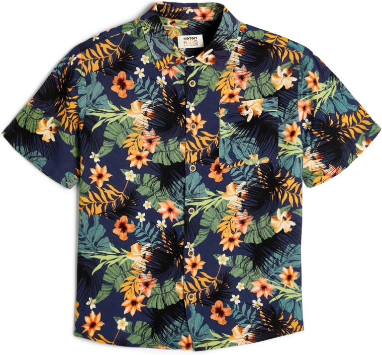 KOTON Boys Viscose Floral Printed Short Sleeve Pocket Detail Shirt (pack of 1)