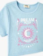 ⁦KOTON Girls Crop Printed Ribbed Tshirt⁩ - الصورة ⁦3⁩