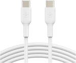 ⁦شاحن حائط سريع صغير بقدرة 45 وات مع كابل USB نوع C إلى USB نوع C، متوافق مع موبايل آبل آيفون 16 و15 و14 وبلس وبرو وبرو ماكس وسلسلة سامسونج جالاكسي S25 وبيكسل 9 واي باد وايربودز من بلكين، لون أبيض⁩ - الصورة ⁦2⁩
