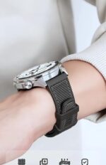 ⁦سوار سيليكون مضفر من النايلون 20 ملم من ايكو اوفيشيال، سوار ساعة سريع الفك للرجال والنساء، لطيف على البشرة، ناعم، بديل 20 ملم متوافق مع امازفيت / هواوي / ماي / فوسيل / سامسونج⁩ - الصورة ⁦4⁩