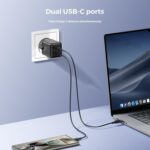 ⁦شاحن JR-TCG17 بمنفذين (2 USB نوع سي) بقدرة 45 وات، معيار الاتحاد الأوروبي، شحن سريع وتصميم مضغوط، ميزات السلامة من جوي رووم، أسود⁩ - الصورة ⁦2⁩