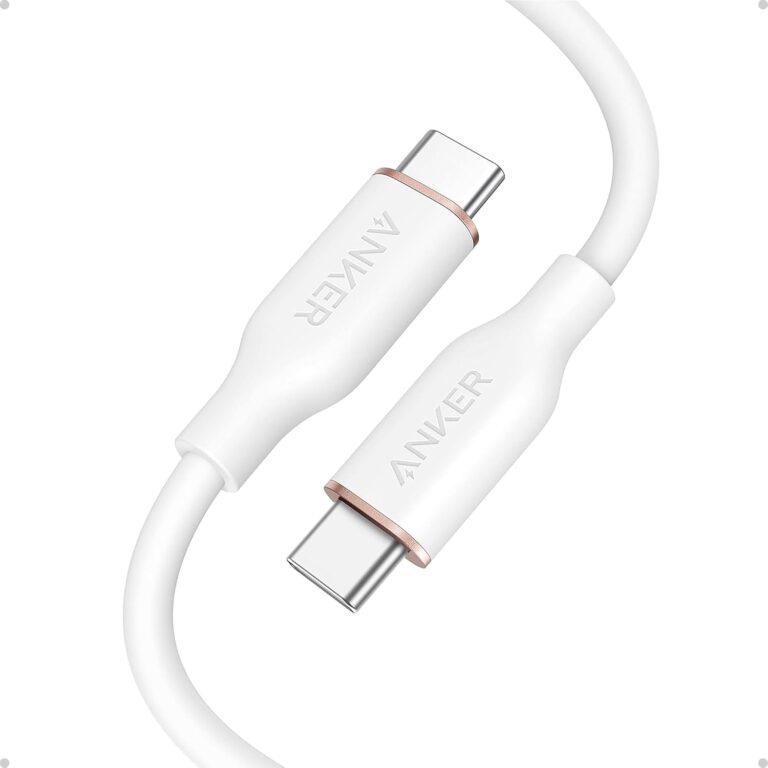 كابل شحن USB C بقدرة 240 وات 91 سم لشحن سريع لسلسلة آيفون 16 وماك بوك برو 2020 والمزيد USB 2.0 من انكر( لون أبيض سحابي)