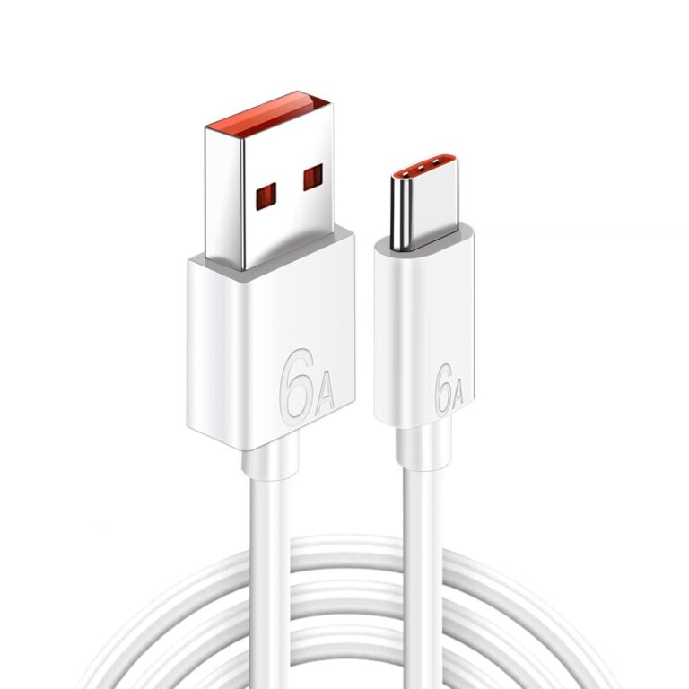 كيبل USB C 6-A متين مع شحن سريع لاجهزة اوبو وشاومي وهواوي وسامسونج وجميع الاجهزة من النوع سي 1 متر متعدد الالوان بيعلم سوبر فاست علي كل