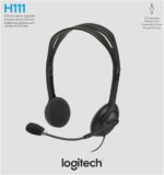 ⁦سماعة 981-000612 فوق الأذن سلكي راس بلسك H111 من لوجيتك، ستيريو مع مايكرفون لالغاء الضوضاء، مقبس صوت 3.5 مم، جهاز كمبيوتر - ماك - لاب توب، هاتف ذكي-تابلت - اسود⁩ - الصورة ⁦7⁩