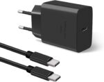 شاحن USB نوع C بقدرة 45 وات بتقنية الشحن السريع 2.0 متوافق مع أجهزة سامسونج جالاكسي (S23، S23 الترا، S22، نوت 20 الترا وغيرها)، بتقنية PPS وPD 3.0، يأتي مع كابل شحن نوع C بقدرة 5 أمبير وطول 2 متر