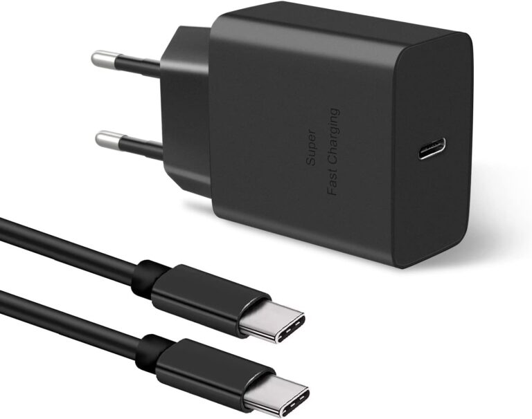 شاحن USB نوع C بقدرة 45 وات بتقنية الشحن السريع 2.0 متوافق مع أجهزة سامسونج جالاكسي (S23، S23 الترا، S22، نوت 20 الترا وغيرها)، بتقنية PPS وPD 3.0، يأتي مع كابل شحن نوع C بقدرة 5 أمبير وطول 2 متر