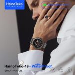 ⁦ساعة ذكية مقاومة للماء 19 من هاينوتيكو - شاشة اموليد، مكالمات بلوتوث، تتبع اللياقة البدنية والصحة، مجموعة من 3 اساور - فضي⁩ - الصورة ⁦4⁩