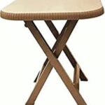 طاولة بلاستيكية راتان بتصميم مربع قابل للطي والتعديل، مقاس 70 × 70 سم - بيج