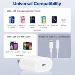⁦شاحن بمنفذ USB متوافق مع آبل آيفون 11 بمنفذين بقدرة 20.0 واط مع شحن سريع وتحكم في درجة الحرارة وتنظيم التيار⁩ - الصورة ⁦4⁩