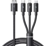 كابل شحن متعدد فار-ني 3 في 1 من علي طايع مع وصلات USB إلى Micro، وUSB نوع C، ومنفذ لايتنينج، متوافق مع أوبو، وفيفو، وشاومي، وسامسونج، وآيفون، واي باد برو وشحن السيارة، من مارش باور، بطول 1 متر