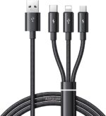 كابل شحن متعدد فار-ني 3 في 1 من علي طايع مع وصلات USB إلى Micro، وUSB نوع C، ومنفذ لايتنينج، متوافق مع أوبو، وفيفو، وشاومي، وسامسونج، وآيفون، واي باد برو وشحن السيارة، من مارش باور، بطول 1 متر