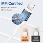 ⁦شاحن بمنفذ USB متوافق مع آبل آيفون 11 بمنفذين بقدرة 20.0 واط مع شحن سريع وتحكم في درجة الحرارة وتنظيم التيار⁩ - الصورة ⁦3⁩
