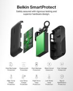 ⁦شاحن باور بانك 10000 مللي أمبير في الساعة من بيلكن، شاحن محمول رفيع مزود بمنفذي USB-C، مع عرض رقمي للبطارية، شحن 20 واط لآيفون سلسلة 16 و15 وسامسونج جالاكسي S25 وS24 وبكسل 9 واي باد وغيرها، أسود⁩ - الصورة ⁦9⁩