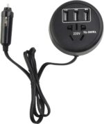 محول كهرباء للسيارة بشكل كوب بقدرة 150 واط مزود بـ3 منافذ USB للشحن السريع ومقبس تيار متردد 220 فولت، مناسب لمركبات 12 و24 فولت، محول طاقة محمول لشحن اللابتوب والجوال أثناء التنقل