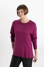 ⁦DeFacto womens Relax Fit Long Sleeve Crew Neck Basic Sweater Pullover Sweater (pack of 1)⁩ - الصورة ⁦3⁩