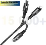 ⁦كابل شحن متعدد فار-ني 3 في 1 من علي طايع مع وصلات USB إلى Micro، وUSB نوع C، ومنفذ لايتنينج، متوافق مع أوبو، وفيفو، وشاومي، وسامسونج، وآيفون، واي باد برو وشحن السيارة، من مارش باور، بطول 1 متر⁩ - الصورة ⁦7⁩