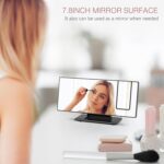 ⁦ساعة منبه رقمية مع جهاز عرض دوار 180 درجة، شاشة مراية، شحن USB وغفوة - ساعة مكتب لغرفة النوم (ساعة منبه رقمية بشاشة عاكسة وبروجكتور دوار 180 درجة) (لون النص: لون عشوائي)⁩ - الصورة ⁦8⁩