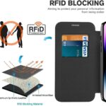 جراب هاتف جلدي فليب وش و ظهر مقاوم للرقاقة مزود بتقنية Mag-Safe متوافق مع هاتف iPhone 13 Pro Max (لون جولدي)