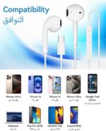 ⁦سماعة أذن سلكية USB نوع C مع ميكروفون وأزرار تحكم عازلة للضوضاء متوافقة مع آيفون 17/16/15 برو ماكس وسامسونج جالاكسي S25/S24/S23/S22/الترا ونوت 10/20 وبيكسل 7/6/5/4⁩ - الصورة ⁦5⁩