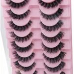 Product Title (189 Characters): 10 Pairs 3D Faux Mink Eyelashes Pack | Style P9 Wispy Dramatic False Lashes | Long Voluminous Natural Look Cross Lashes | Soft Flexible Band Reusable Makeup Lashes (10