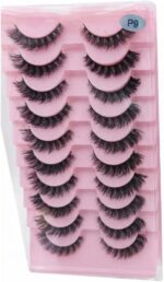 Product Title (189 Characters): 10 Pairs 3D Faux Mink Eyelashes Pack | Style P9 Wispy Dramatic False Lashes | Long Voluminous Natural Look Cross Lashes | Soft Flexible Band Reusable Makeup Lashes (10