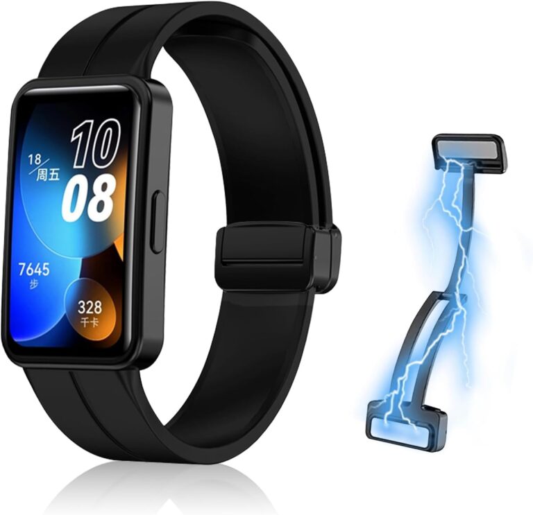 Dl3 Mobilak Silicone Strap Compatible with Huawei Band 9/Huawei Band 8 Magnetic Metal Stainless Buckle Sport Silicone Strap for Huawei Band 8/9 Band Quick Release Soft Replacment Wristband