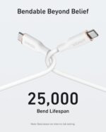 ⁦كابل شحن USB C بقدرة 240 وات 91 سم لشحن سريع لسلسلة آيفون 16 وماك بوك برو 2020 والمزيد USB 2.0 من انكر( لون أبيض سحابي)⁩ - الصورة ⁦5⁩