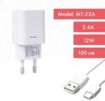 ⁦شاحن USB بمنفذين 12 واط وكابل شحن USB A إلى نوع C (1 متر)، شاحن سريع، مزود طاقة، شاحن سفر، محول طاقة، واسع التوافق من ليف⁩ - الصورة ⁦2⁩