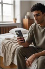 ⁦جراب حماية ممتاز من الياف الكربون S25 الترا - فائق النحافة ممتص للصدمات، تصميم ممتاز مضاد للخدش ومضاد للانزلاق مع واقي شفاه للكاميرا (بني احمر، S25 الترا)⁩ - الصورة ⁦3⁩