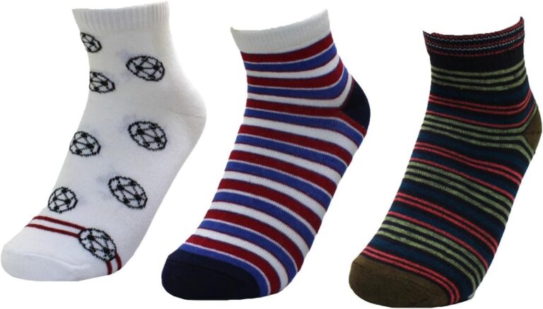 شرابات قطن بطول الكاحل للاولاد من وايت فلاور، 3 قطع مقاس 8 سنوات - متعددة الالوان 2012-8-A3