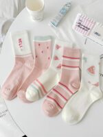 "جوارب ""سمارت إيدج"" النسائية الأنيقة بطبعة نسائية فواكة ، صيفى جوارب طويلة للكاحل، أنيقة للغاية، طقم من 6 أزواج بألوان متنوعة. تصميم عصري للنساء والفتيات "