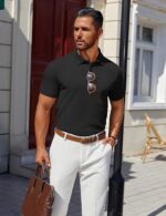 ⁦تيشيرت بولو رجالي عصري بتصميم أنيق ومريح، يناسب كافة الأوقات والمناسبات تشيرت سادة كلاسيكى للشباب والرجال من رومبا⁩ - الصورة ⁦3⁩