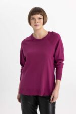 ⁦DeFacto womens Relax Fit Long Sleeve Crew Neck Basic Sweater Pullover Sweater (pack of 1)⁩ - الصورة ⁦4⁩