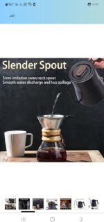 غلاية كهربائية بتصميم عنق الاوزة .ابريق قهوة وشاى من الستانلس ستيل 304 .غلاية كهربائية مع وظيفة مضادة للجفاف للمنزل والمكتب والفندق - الصورة 3
