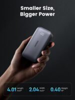 ⁦يوجرين باور بانك 30 واط 10000mAh، شاحن محمول USB C سريع الشحن مع كيبل 0.5 متر 60 واط، شاشة رقمية، بطارية خارجية محمولة متوافقة مع جالكسي S24 S23، ايفون 15 14، ايباد، ال جي، اسود⁩ - الصورة ⁦6⁩