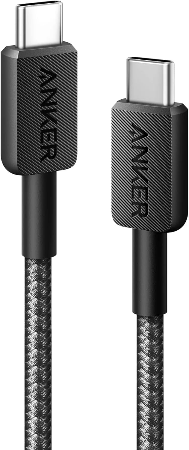 كابل USB-C بتقنية شحن سريع بي دي PD قدرة 60 وات لأجهزة ابل ماك بوك اي باد برو 2020 سامسونج جالاكسي بيكسل من أنكر (322) (طول 0.9 متر، أسود)