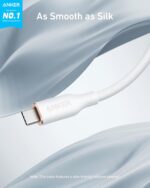 ⁦كابل شحن USB C بقدرة 240 وات 91 سم لشحن سريع لسلسلة آيفون 16 وماك بوك برو 2020 والمزيد USB 2.0 من انكر( لون أبيض سحابي)⁩ - الصورة ⁦2⁩