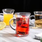 ⁦طقم أكواب شاي تركي مكون من 3 قطع بمقبض، كوب شاي/قهوة مثالي للكابتشينو والإسبريسو والشوكولاتة الساخنة - (145 مل)⁩ - الصورة ⁦2⁩