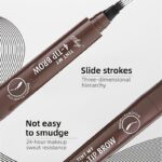 mysouqeg | 1 pcs - 4-Tip Brow Tint Pen, Four-Prong Eyebrow Pencil, 0.15mm Ultra-Fine Nib, 3D Natural Look, Smudge-Proof, 24-Hour Sweat Resistance - Gray Brown 1 Pcs