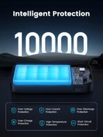 ⁦يوجرين باور بانك 30 واط 10000mAh، شاحن محمول USB C سريع الشحن مع كيبل 0.5 متر 60 واط، شاشة رقمية، بطارية خارجية محمولة متوافقة مع جالكسي S24 S23، ايفون 15 14، ايباد، ال جي، اسود⁩ - الصورة ⁦5⁩