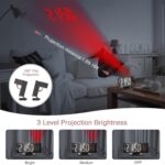 ساعة منبه رقمية مع جهاز عرض دوار 180 درجة، شاشة مراية، شحن USB وغفوة - ساعة مكتب لغرفة النوم (ساعة منبه رقمية بشاشة عاكسة وبروجكتور دوار 180 درجة) (لون النص: لون عشوائي)