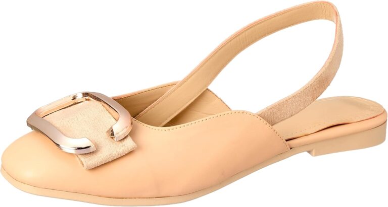 Leather x Suede square toe flat classic slingbacks with a matching buckle