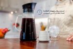 ⁦ماكينة تحضير القهوة الباردة بإبريق من زجاج البوروسيليكات سعة 1.2 لتر مع غطاء محكم وفلتر من الفولاذ المقاوم للصدأ للقهوة والشاي المثلج بتصميم متين وسهل الصب وخالي من مادة بيسفينول أ للمنزل والمكتب⁩ - الصورة ⁦6⁩