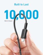 ⁦كابل USB نوع C 322 إلى لايتنينج [بطول 90 سم، معتمد من MFi] باورلاين II لأجهزة آيفون 15، 15 برو، 14 برو ماكس، 14، 13، X، XS، XR، 8 بلس، ايربودز برو، باللون الأسود من انكر⁩ - الصورة ⁦4⁩
