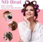 ⁦مجموعة بكرات شعر كبيرة، 6 قطع من بكرات الشعر الكبيرة ذاتية الإمساك لصالونات التجميل، مجموعات تجعيد الشعر (بينك)⁩ - الصورة ⁦2⁩