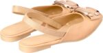 ⁦Leather x Suede square toe flat classic slingbacks with a matching buckle⁩ - الصورة ⁦2⁩