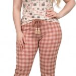 بيجامة حريمي قطن ليكرا بيور (Pure Cotton) قطعتين، تصميم مريح وأنيق للمنزل من سندس (Sondos Homewear) - كود 5023 - تلبيس من 60 حتى 90 كجم.